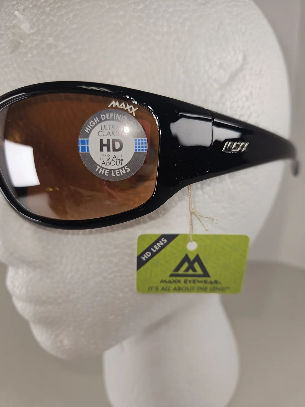 Maxx Major Sport Golf Motorcycle Riding Sunglasses Black with High Def Amber Len